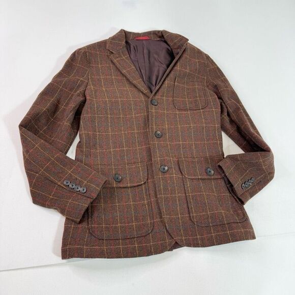 G.H. Bass & Co Blazer Women Small Brown Plaid Wool Academia  Preppy Old Money - Picture 1 of 7